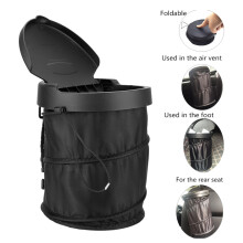 Foldable Car Trash Bin Oxford Cloth Black, Leakproof & Universal Fit