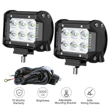 Barre de projecteurs LED 4 pouces, faible consommation 18 W 2700 lm, phares longue portée tout-terrain avec une qualité d'éclairage supérieure,