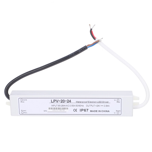 Αδιάβροχος οδηγός LED με βαθμολογία IP67 με έξοδο 24V DC, μετασχηματιστής χαμηλής τάσης 1