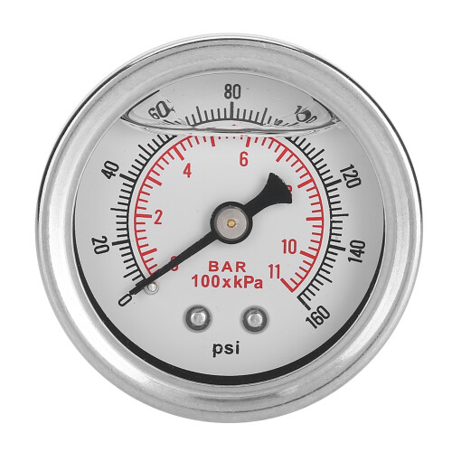 Κάτω βάση μανόμετρου πίεσης 0-160PSI από ανοξείδωτο ατσάλι, γεμισμένος με γλυκερίνη 1