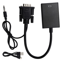 HDMI-converter voor VGA-apparaten. Signaaloverdracht zonder kwaliteitsverlies. Universele compatibiliteit. Plug and Play. Hoge resolutie.