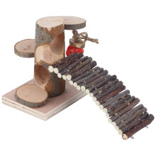 Accessoires pour cage à hamster : échelle en bois à ronger, pont en bois robuste, fils métalliques flexibles, jouet pour rongeurs, tunnel en bois