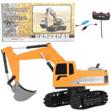 Kids Engineering Excavator Rc Toy Truck With Remote Control Rechargeable Battery Led Light Simulated Sound Effects360Degree Rotation Hydraulic