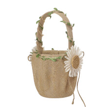 Panier de cérémonie de mariage vintage, panier de demoiselle d'honneur en toile de jute au charme rustique, élégant panier à pétales pour