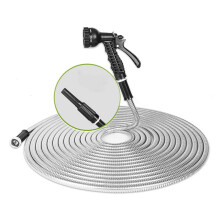 Flexible Metal Garden Hose, Durable Hose with2Nozzles for Gardening, Car Washes, Livestock Watering, Pressure Washers and More, Weatherproof