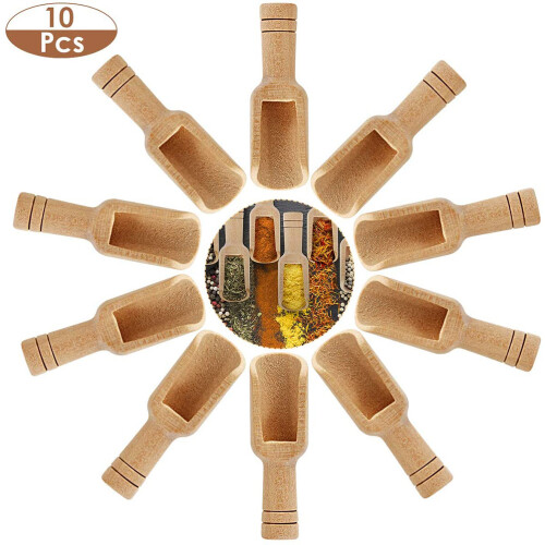 Multi-Purpose Spoons - Solid And Durable For Everyday Kitchen Use - Eco-Friendly Cooking Tools, Mini Wooden Scoops, 10Pcs Set