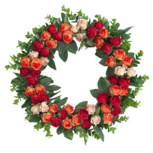 Kranser med høytidstema, realistiske blomsteroppsatser av silkestoff for innendørs og utendørs dekor, 15,75 tommers livlig rottingkrans for