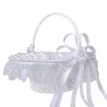 Polyester and Lace Wedding Flower Basket – White, 250g