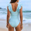 Women's one-piece tummy control swimsuit halter style 6