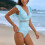 Women's one-piece tummy control swimsuit halter style 7