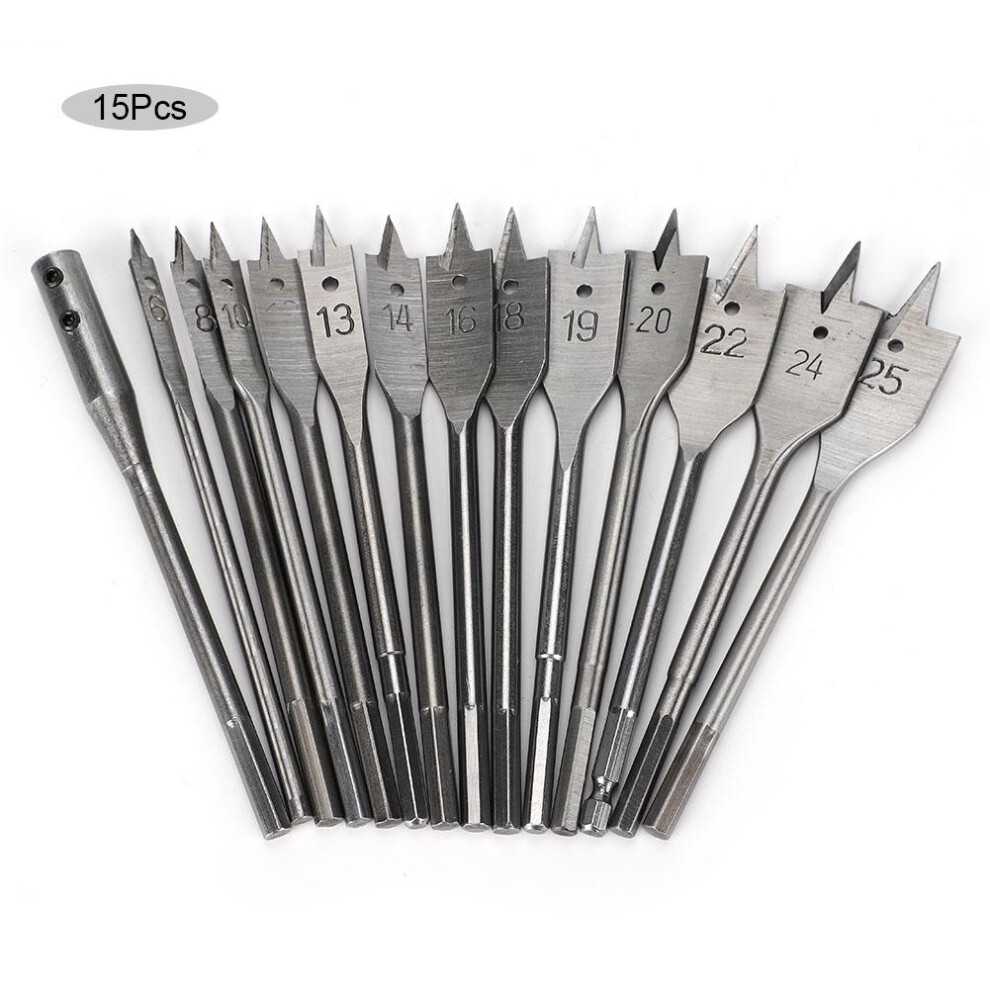 Woodworking Drill Bit Set Carbon Steel Heat Treated High Durability Polished Surface Wear Resistance Double Side Cutting Spurs Hex Shank Sharp Point 9448483688680
