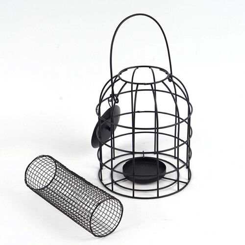 Mangeoire à oiseaux en cage de fer 18 x 18 x 28,5 cm 2