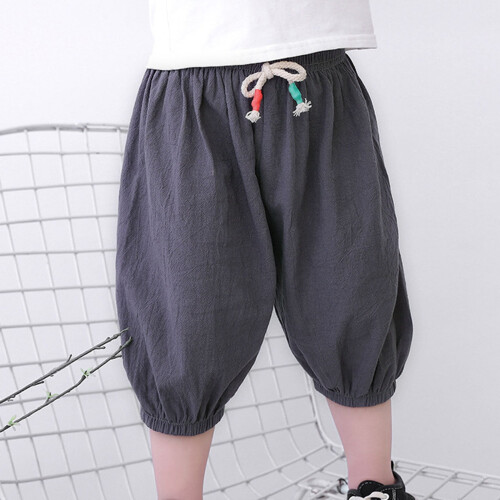 Short en coton à taille élastique pour petits garçons, gris, 8-9 ans 1