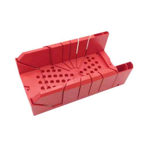 Caixa de corte angular com guia para serra de esquadria, ideal para corte de galhos e podas, 31,75 cm (12,5 polegadas), vermelha, com haste. 1