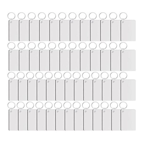 100 Pièces Rectangle Sublimation Keychain Blanks Double Side Heat Transfer Blanks  Blank Board Key Rings Blanks 1