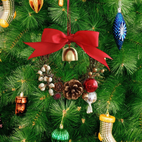 Mini Christmas wreath with gold bells 3-pack 1