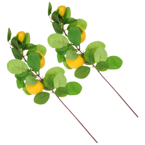 8Pcs Decorative Lemon Stems Yellow Simulation Branches for Home Layout 1