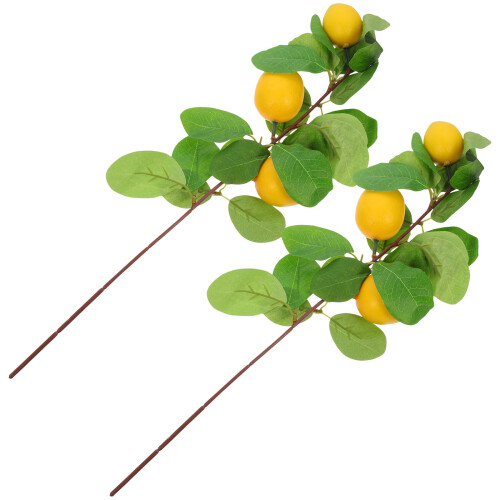 8Pcs Decorative Lemon Stems Yellow Simulation Branches for Home Layout 2