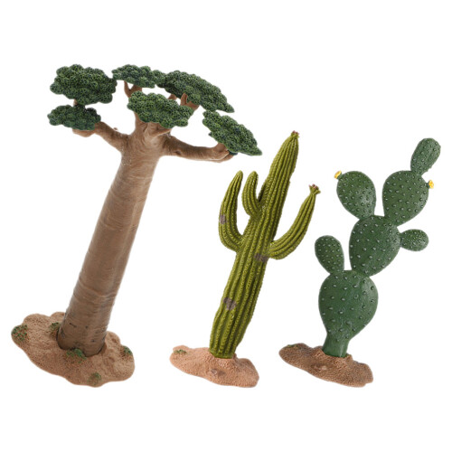 6Pcs Assorted Color Plastic Model Trees and Mini Cactus for Sand Table 1