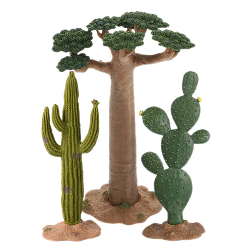 6Pcs Assorted Color Plastic Model Trees and Mini Cactus for Sand Table 2