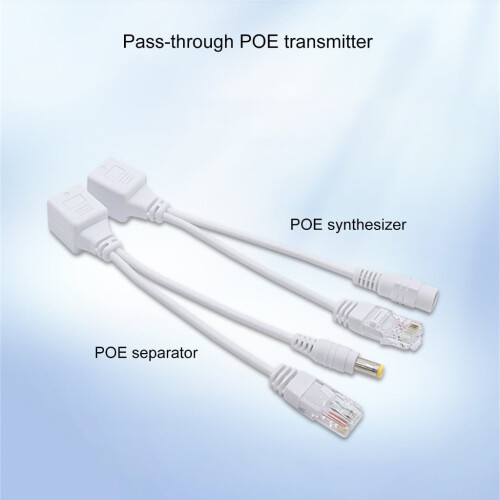 Injetor e divisor PoE passivo Ethernet com conectores RJ45DC 5,5x2,1mm 2