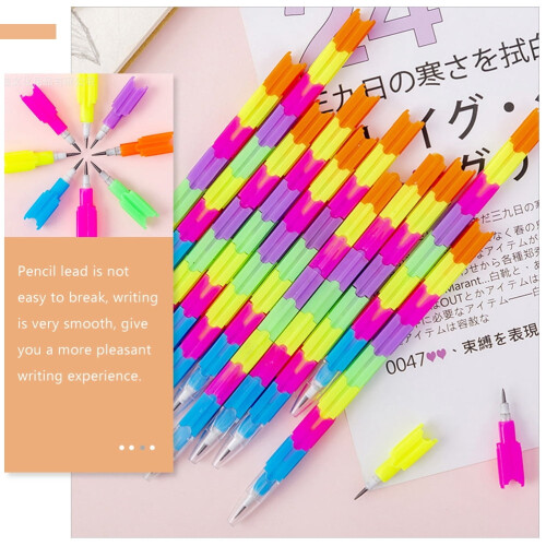 20Pcs Creative Stackable Pencils Plastic Non Breakable Lead Smooth Writing Pencils 1