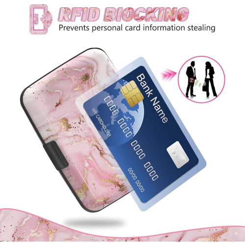 Μίνι θήκη πιστωτικών καρτών με RFID-Blocking, λεπτό μεταλλικό πορτοφόλι για γυναίκες 2