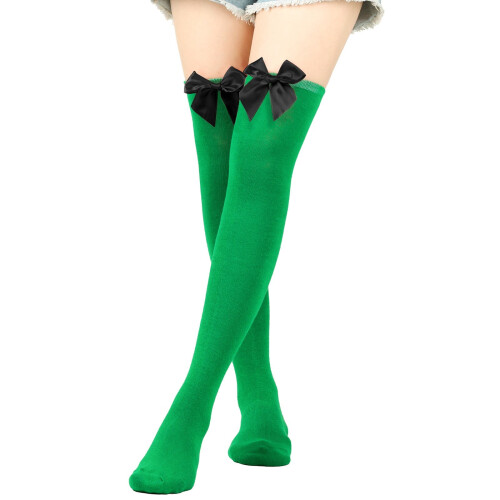 Plus Size Thigh High Stockings Black Sheer Bowknot 1