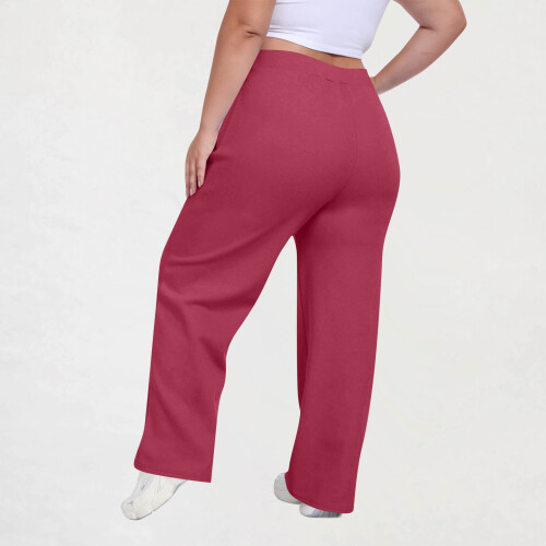 Γυναικείο παντελόνι Plus Size Casual με κορδόνι στη μέση και τσέπες, μονόχρωμο, σπορ και 1