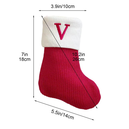 Mini gebreide kerstsok met monogram (18 cm) 2