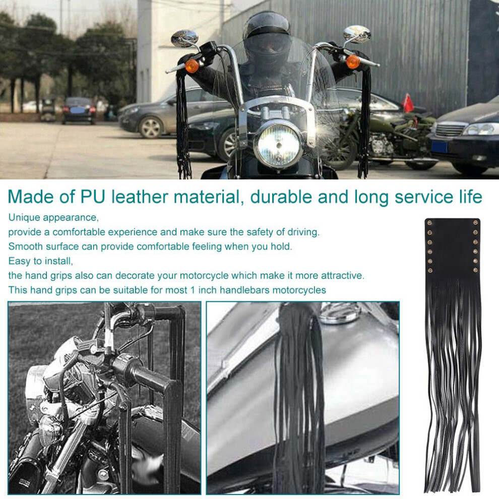Pu Leather Motorcycle Grips 1In Black 7293282759503
