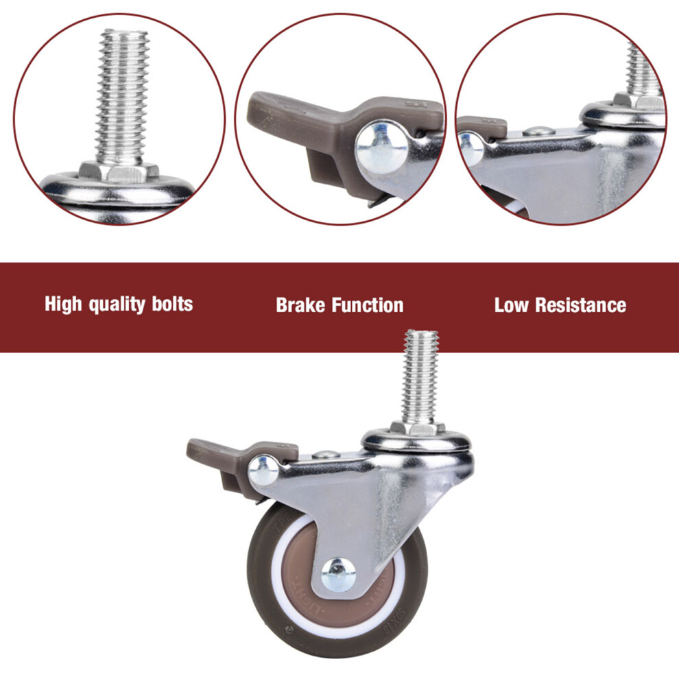 4Pcs 2In Tpe Rubber Universal Caster Wheels With Brake For Medical & Furniture 8031391638970
