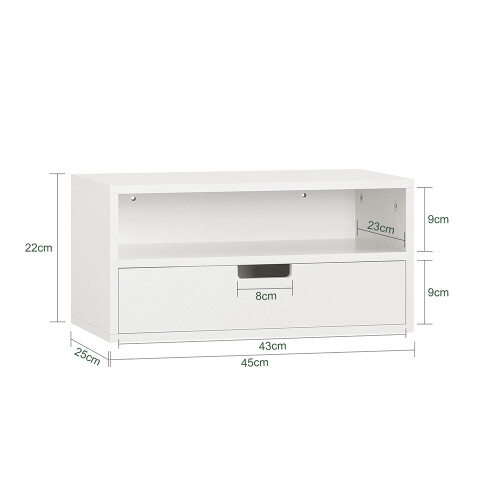 SoBuy Κομοδίνα NKD03-Wx2 Λευκό MDF 2 Συρτάρια 2