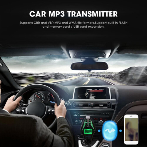 Wireless Bluetooth FM Transmitter Hands-Free Call Dual USB Charging Noise Suppression Full-Duplex Sound Universal Compatibility Voltmeter MP3TF 2