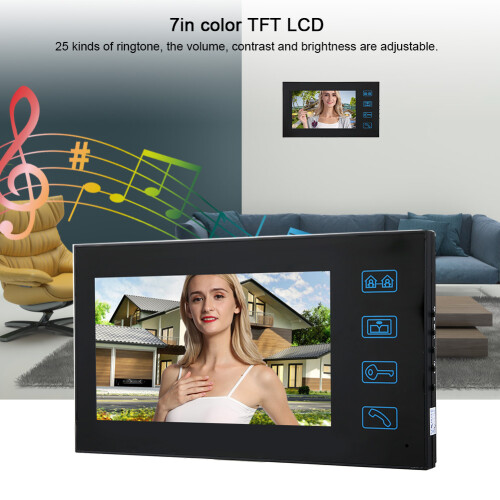 Sistema de interfone com vídeo Wi-Fi e visão noturna, monitor touchscreen de 7 polegadas, campainha HD com câmera, desbloqueio remoto, interfone 1
