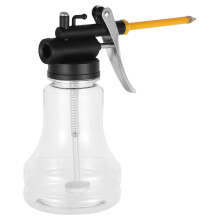 1Set Transparent Metal Oil Can Manual High Pressure Long Nozzle Oiler
