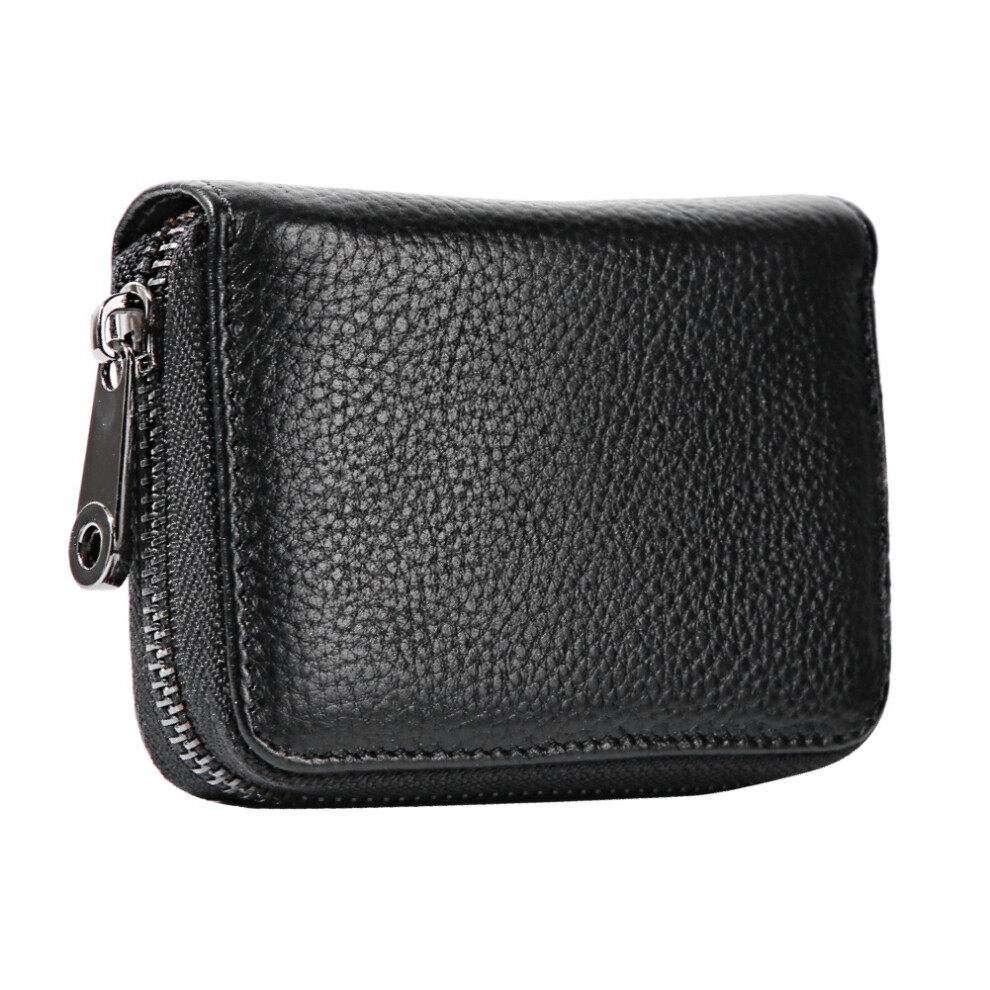 Card Organizer Credit Card Protector Accordion Wallet Genuine Leather Rfid Blocking Zipper Closure Compact Size Large Capacity For Portable Design 9557311538971