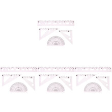 12Sets Duurzame School Liniaal En Protractor Set Roze Tekengereedschap