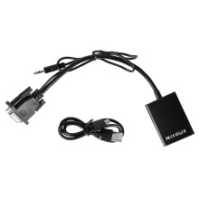 VGA-male naar HDMI-female adapter/converter met audio-uitgang, Full HD 1080P signaalconversie, plug-and-play, externe USB-voeding meegeleverd voor