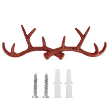 Cast Iron Construction Deer Antler Wall Hook With Hand Painted Finish Rustic Hunting Decor Key Holder For Shabby Chic Farmhouse And Lodge Interiors