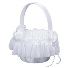 Panier de mariage en dentelle avec anse en perles, élégant panier de décoration pour demoiselles d'honneur, décoration intérieure et