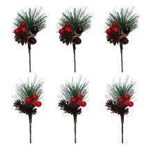 Künstlicher Tannenzweig-Weihnachtszweig, 14 cm, 6er-Pack