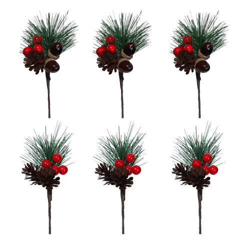 Kunstmatige dennenkersttak 14 cm 6-pack