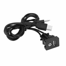 Vehicle Dashboard Installation Ready USB3.0 & 3.5mm AUX Extension Cable Flush Mount Dash Mount Cable With Stereo Audio Transmission Wide Application