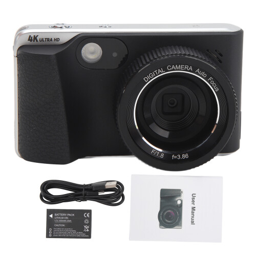 Compact Digital Camera4K UHD Autofocus Flip Screen Anti-Shake Video Vlogging Camera with Viewfinder Webcam Function Macro Photography