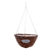 Rattan Hanging Planters, Boho Style Wall Mounted Baskets With Heavy-Duty Chain Hanger, Perfect For Balcony Windows Porch Decoration, Brown, 1Pc