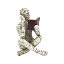 Statue de femme lisant, sculpture abstraite décorative pour salon, bureau, étagère, table, figurine de femme intellectuelle en résine blanche