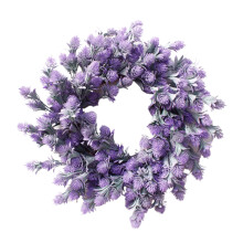 Couronne de lavande et d'eucalyptus, décoration artificielle pour l'intérieur et l'extérieur, en plastique, diamètre 46 cm, réutilisable
