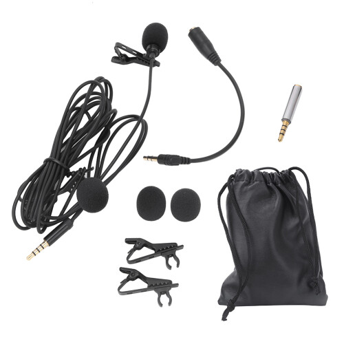 1.5m Omnidirectional Lavalier Microphone, 3.5mm Plug for PC Camera Phone Black 1