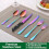 Rainbow 24-Pc Stainless Steel Flatware Set for 4, Includes Steak Knives, Compatible with Modern Kitchens 6
